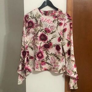 Catherine Malandrino Pink and Green Floral Top